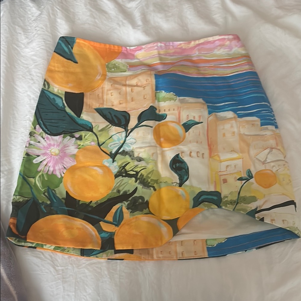 H&M Orange Yellow Mini A-Line Skirt Resort Wear